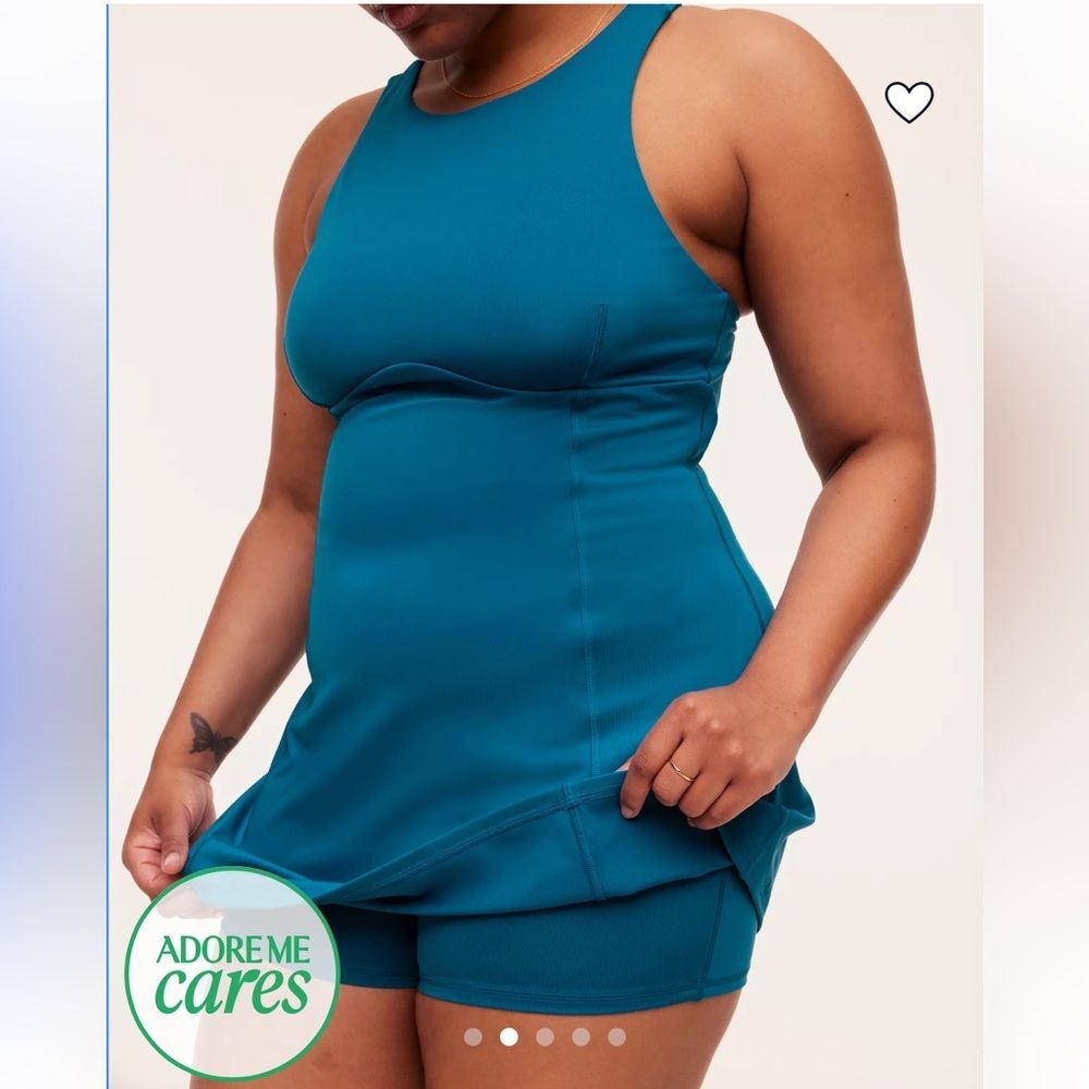 NWT Adore Me Daphnie Dress Womens Size 1X Teal Blue Knee Length Athletic